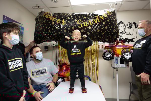 St. Jude Patient Beckett celebrating