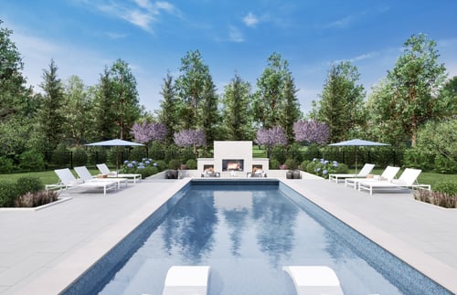 A photo of the 2026 Concept Home backyard featuring a pool