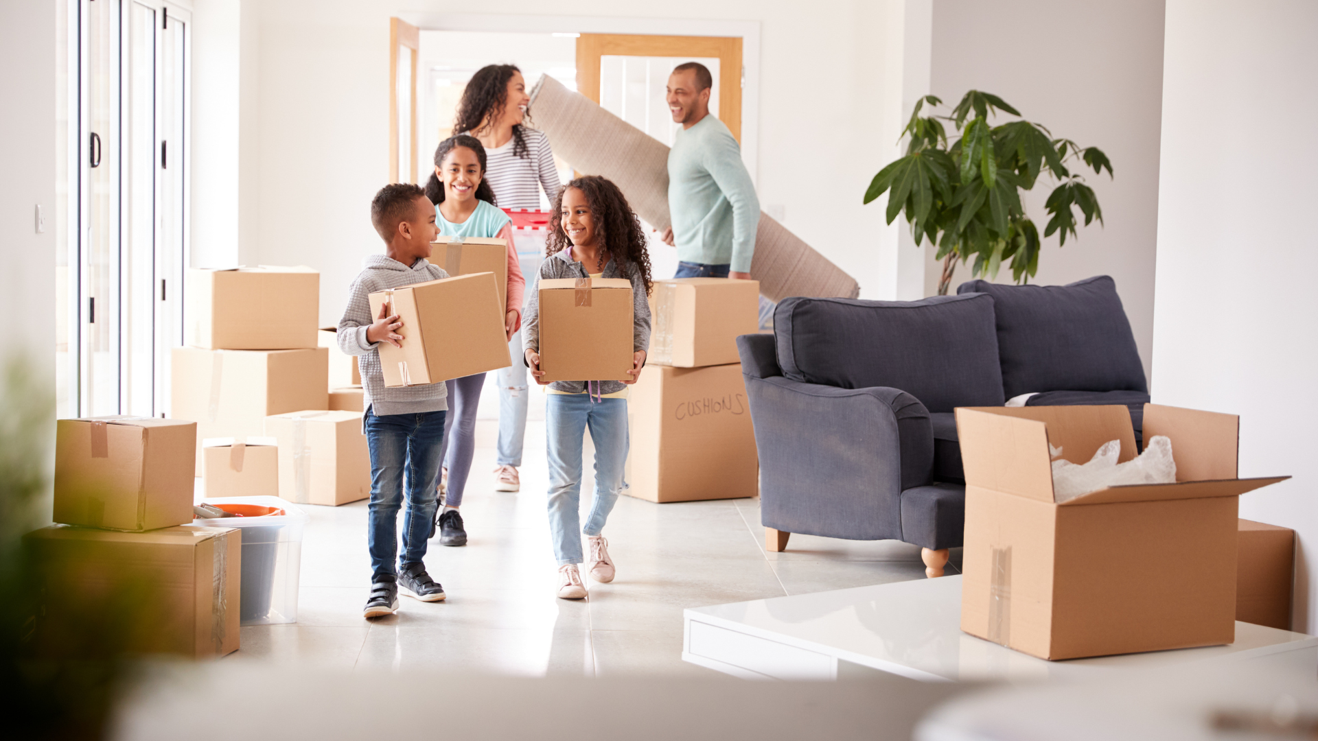 Family moving into their new home