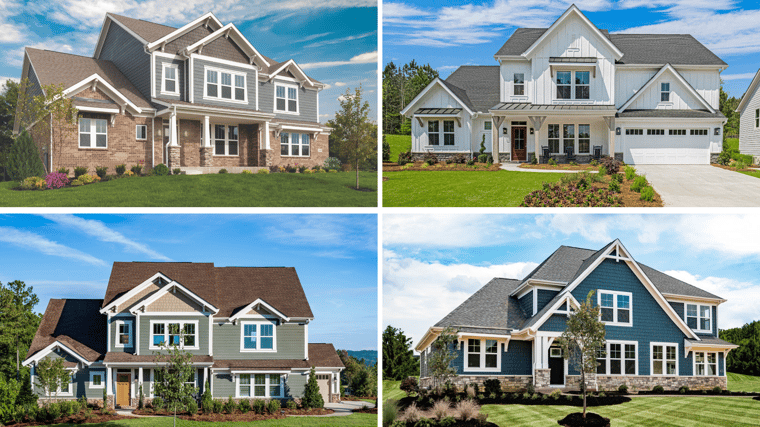 Leland exterior options including brick, various paint colors, and stone